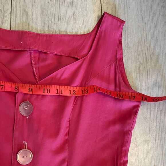 Vintage 90s pink skater dress oversized buttons - Picture 7 of 9